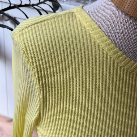 EUC rag & bone yellow cotton blend rib knit long sleeve centre back zip dress - Picture 2 of 8